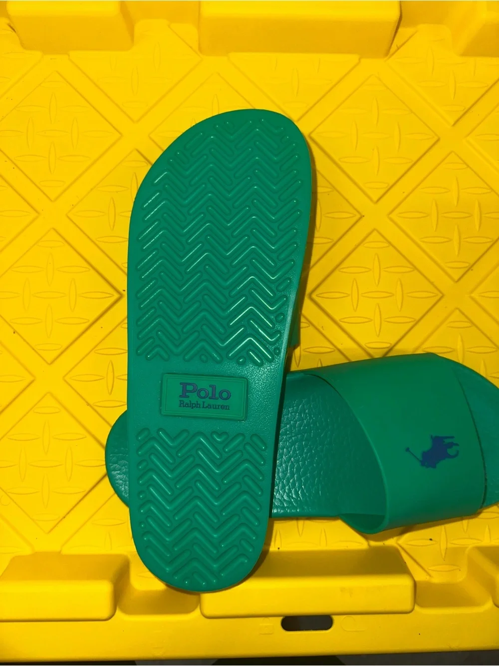 POLO RALPH LAUREN Cabo Green/Light Navy SIGNATURE PONY POOL SLIDES 11